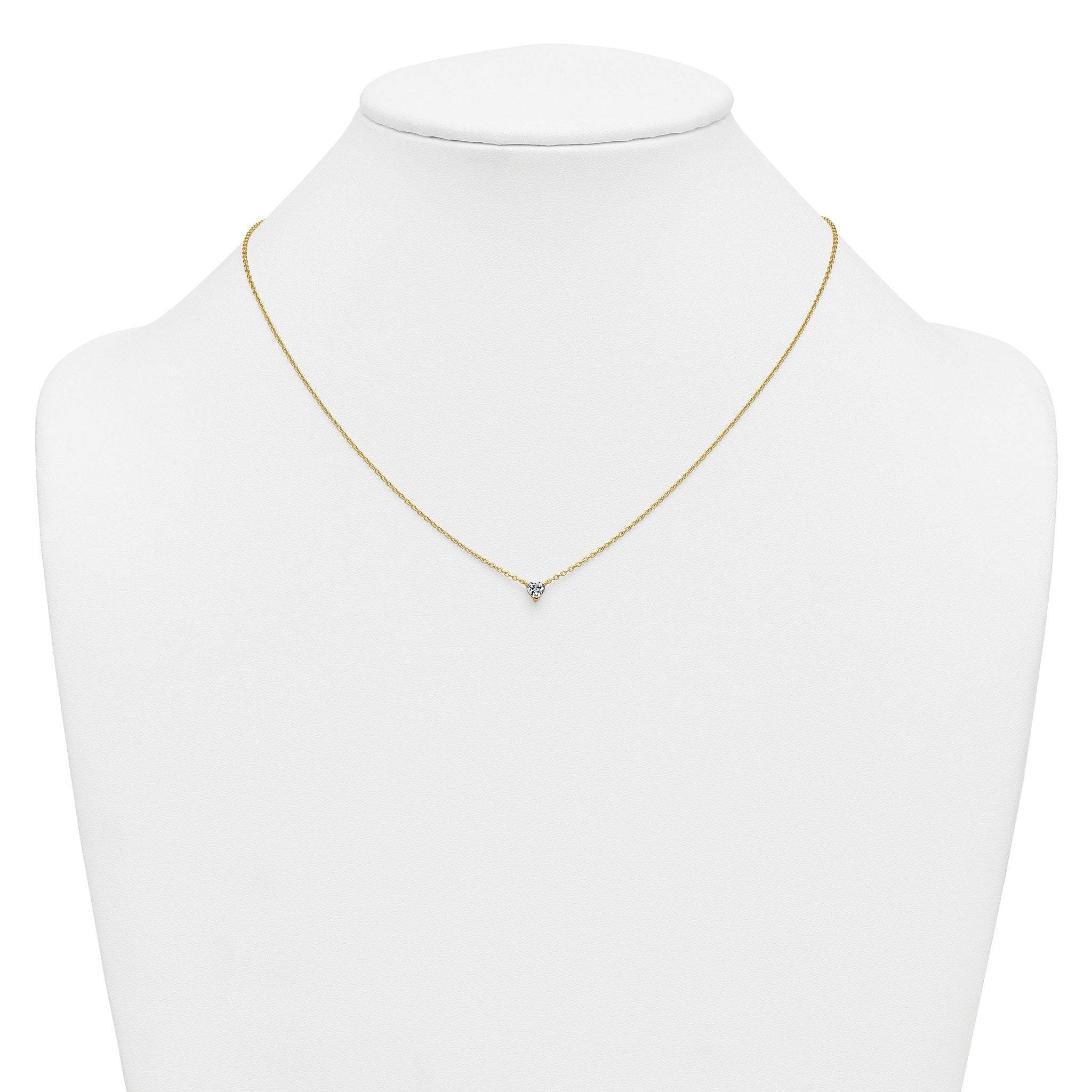 14k 1/4 carat Lab Grown Diamond VS+ F+ Heart Complete 18 inch Four Prong Pendant Necklace