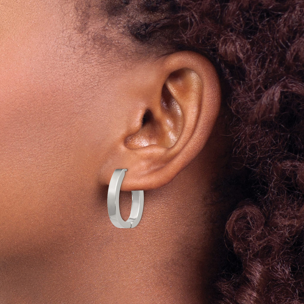 Stainless Steel Polished Hinged Huggie Hoop Earrings for Women