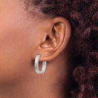 Stainless Steel Polished Hinged Huggie Hoop Earrings for Women