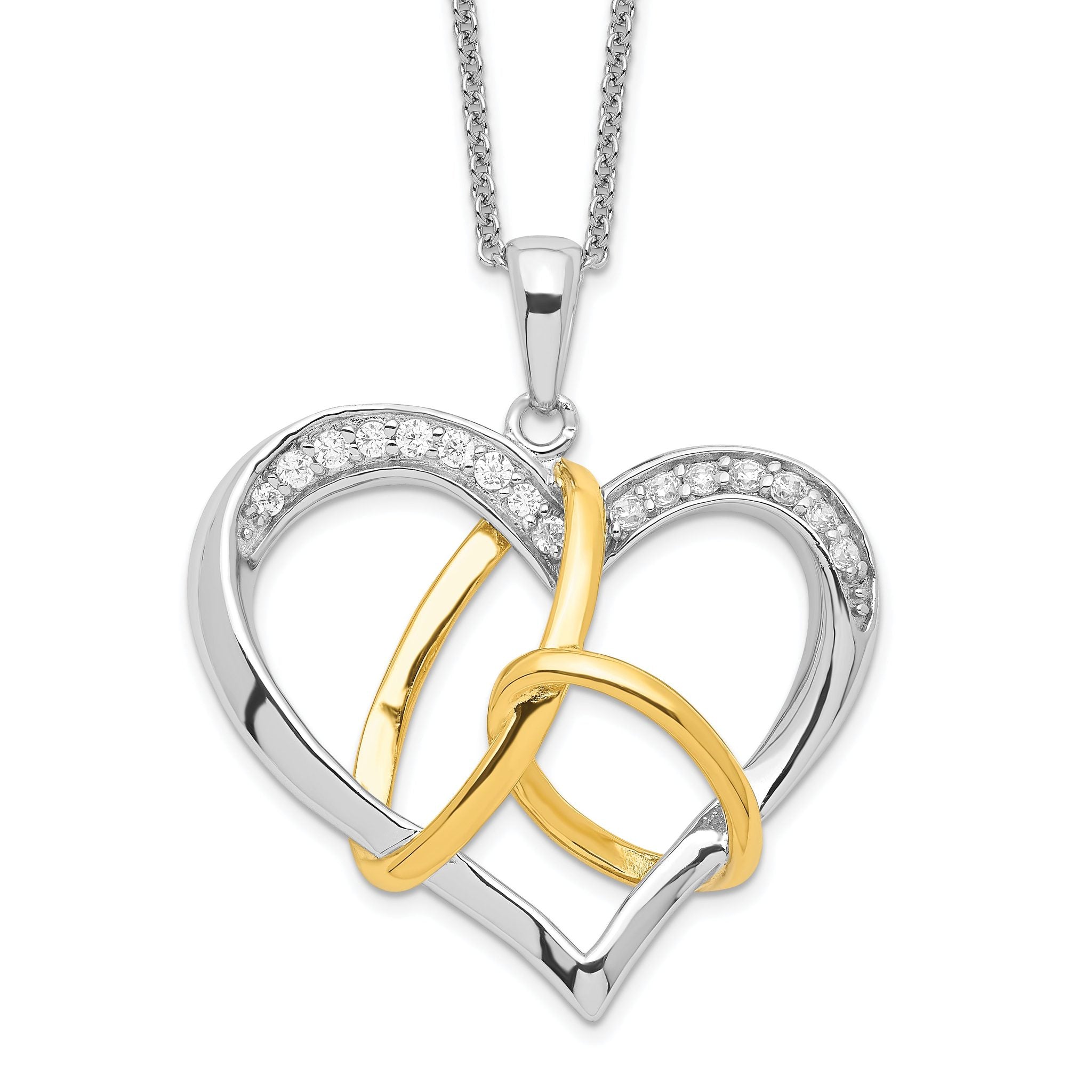 Sentimental Expressions Sterling Silver Gold-plated CZ To Have And To Hold 18in Necklace Main image