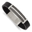 Stainless Steel Antiqued and Polished Black Leather with . extension Bracelet