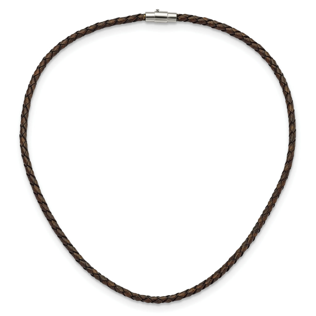 Chisel 4mm Genuine Leather Hexagon Weave Necklace