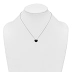 Sterling Silver Rhodium-plated Polished Black Onyx and CZ Circle 16 inch with 2 inch Extender Necklace
