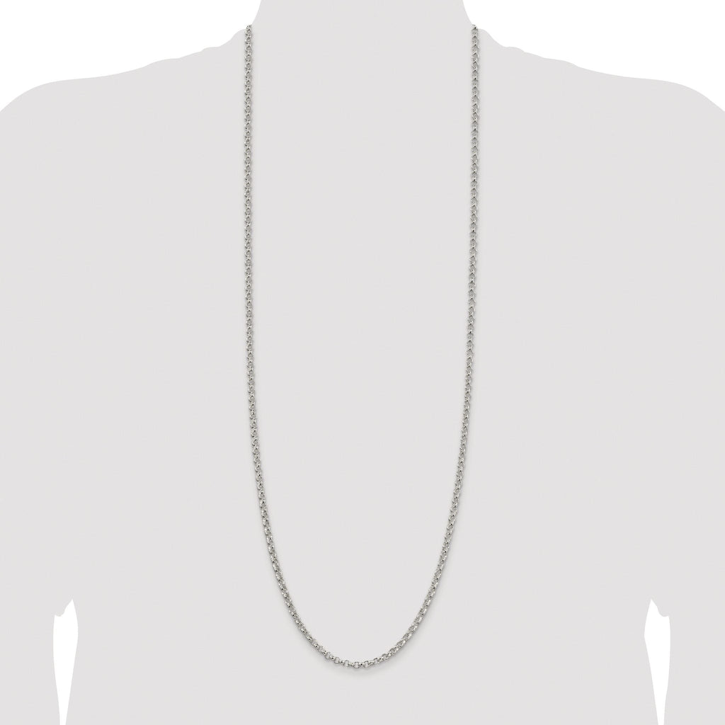 Sterling Silver Rhodium-plated 4mm Rolo Chain