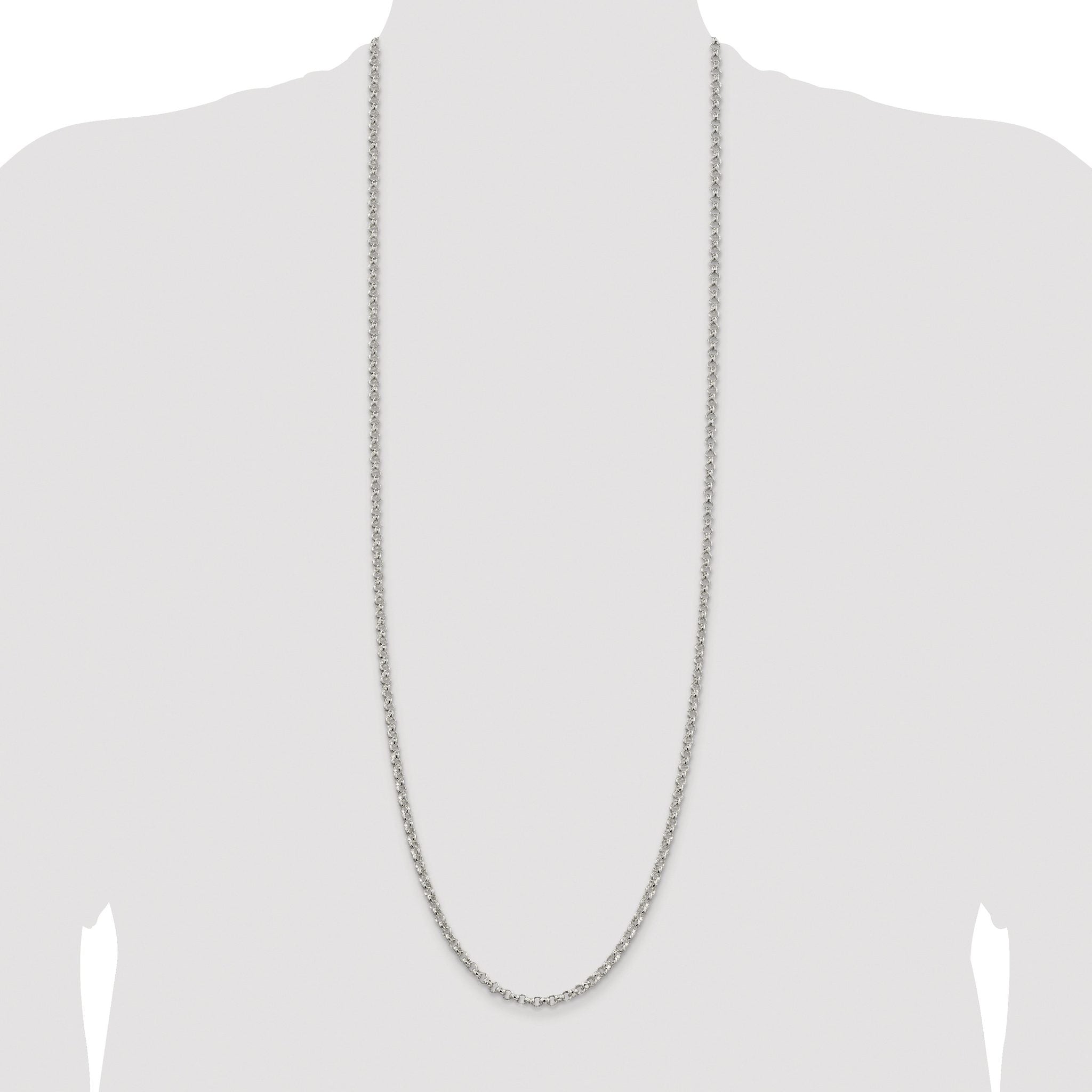 Sterling Silver Rhodium-plated 4mm Rolo Chain