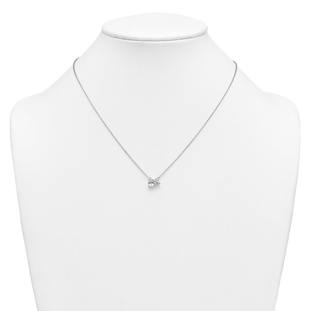 14k White Gold 1 carat Lab Grown Diamond VS+ F+ Complete 18 inch Two Stone Fashion Necklace