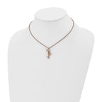 Rose-Tone Key & Crown Necklace in Stainless Steel
