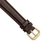 Smooth Leather Watch Band in Dark Brown with Gold-Tone Buckle, 19mm