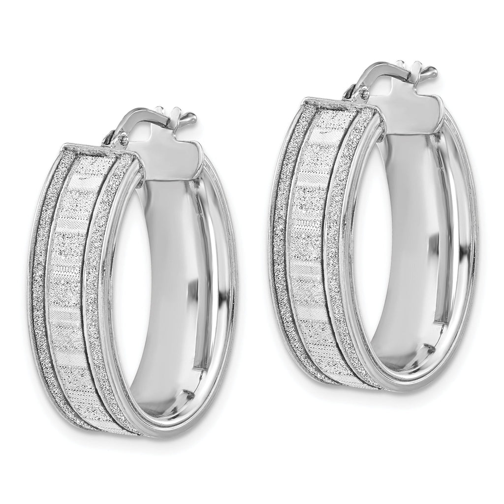 Sophia Jewelers 925 Sterling Silver Glitter Oval Hoop Earrings for Women