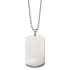 Chain Stainless Steel Brushed and Polished Rounded Edge 4mm Dog Tag on a 24in Ball Chain Necklace