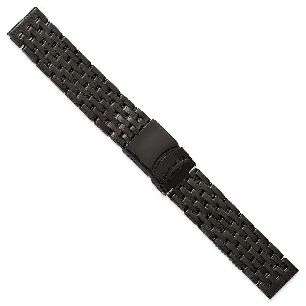 Navitimer-Style Watch Band in Black PVD Stainless Steel, 20mm