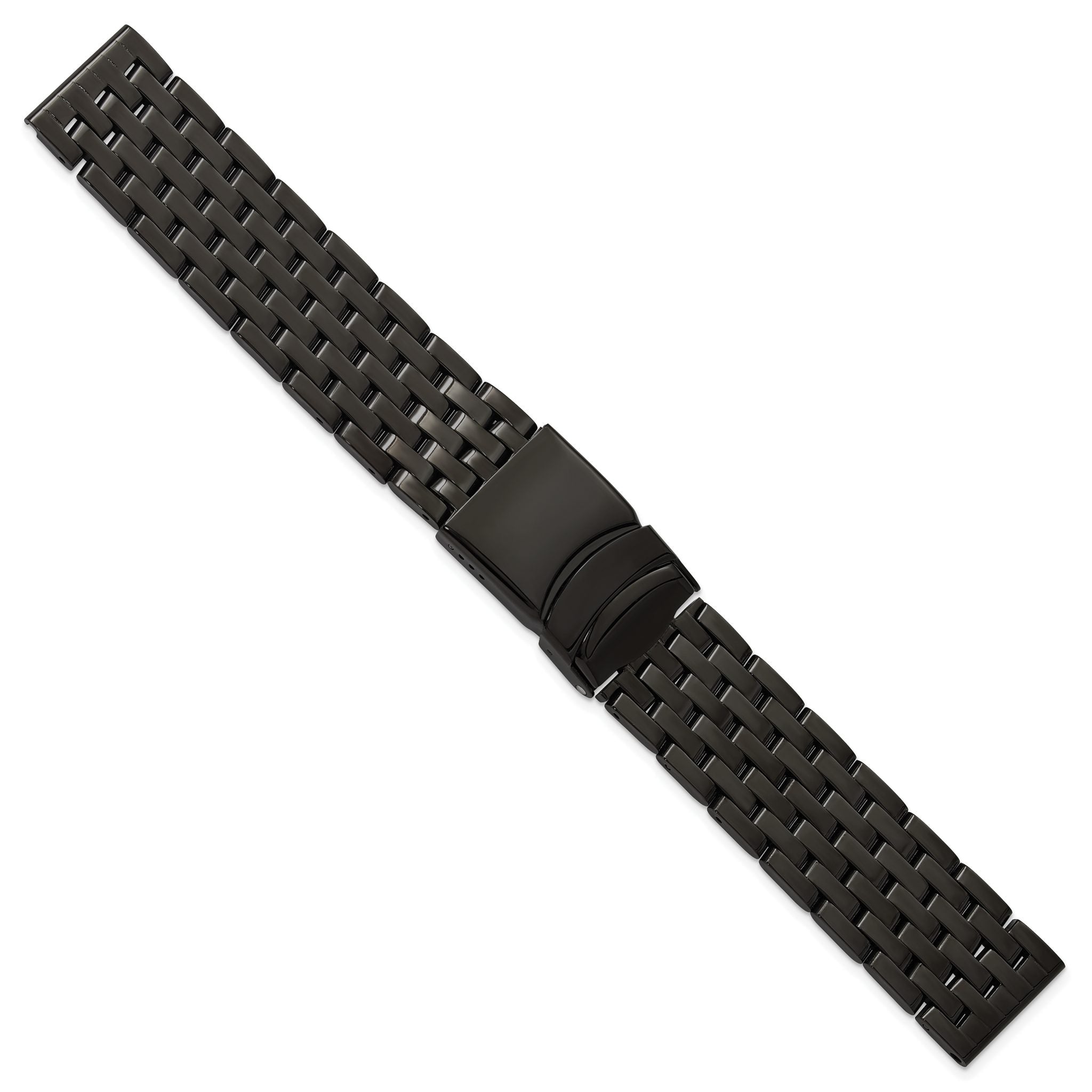 Navitimer-Style Watch Band in Black PVD Stainless Steel, 20mm