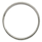 Stainless Steel Polished & Brushed Grey Crystal Thin Flat Bangle Bracelet for Women