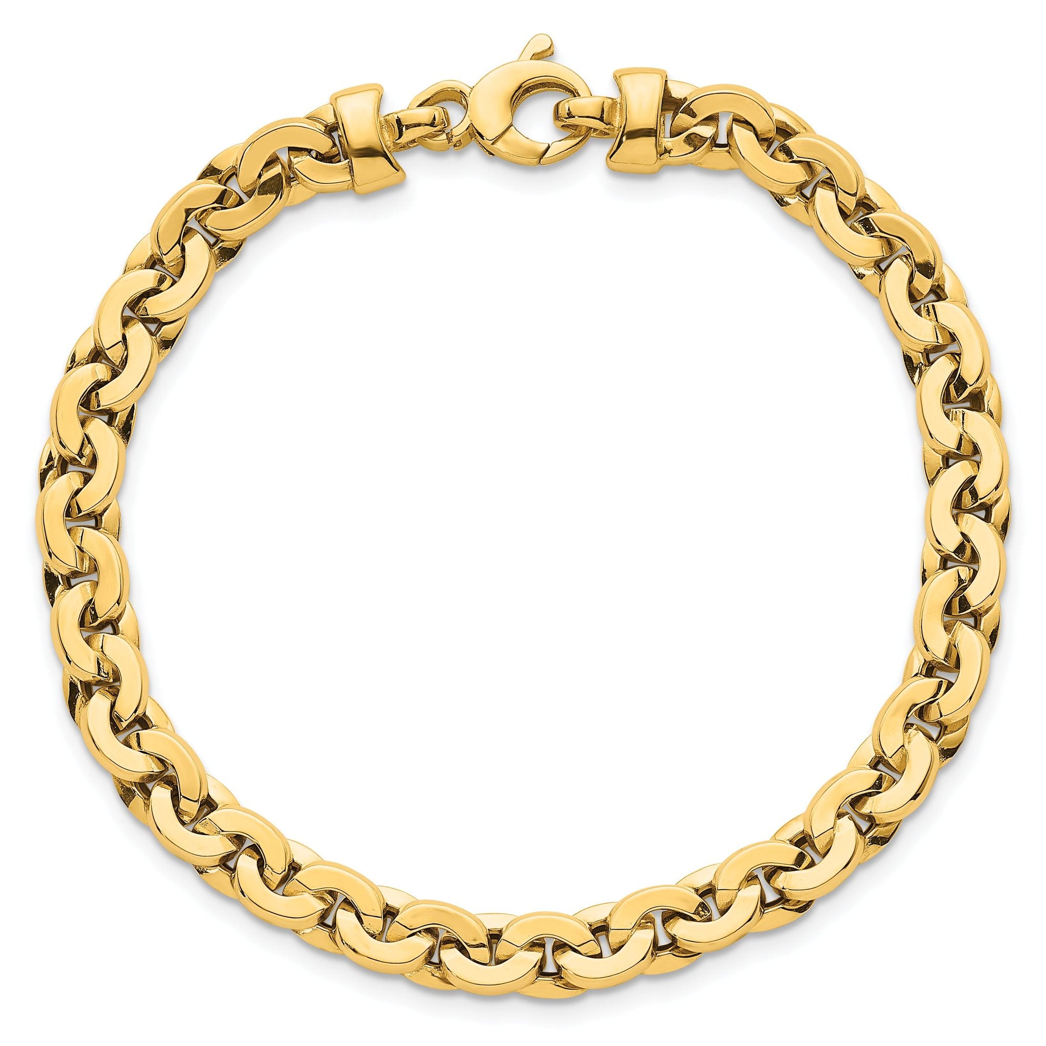 14K Polished 5.75mm Fancy Cable Link 7.5 Inch Bracelet