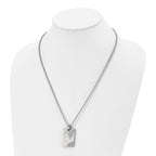 Stainless Steel Brushed Rectangle Dog Tag 22in Necklace