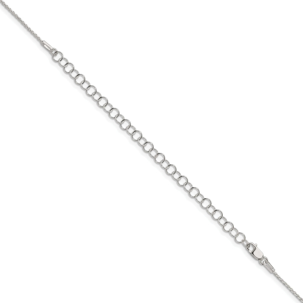 Sterling Silver .95mm Diamond-Cut Round Spiga Chain With 2 Inch Extension