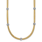 14k Polished with Rhodium 5-Station Diamond-cut Beads 4mm Flexible Mesh 18 inch Necklace