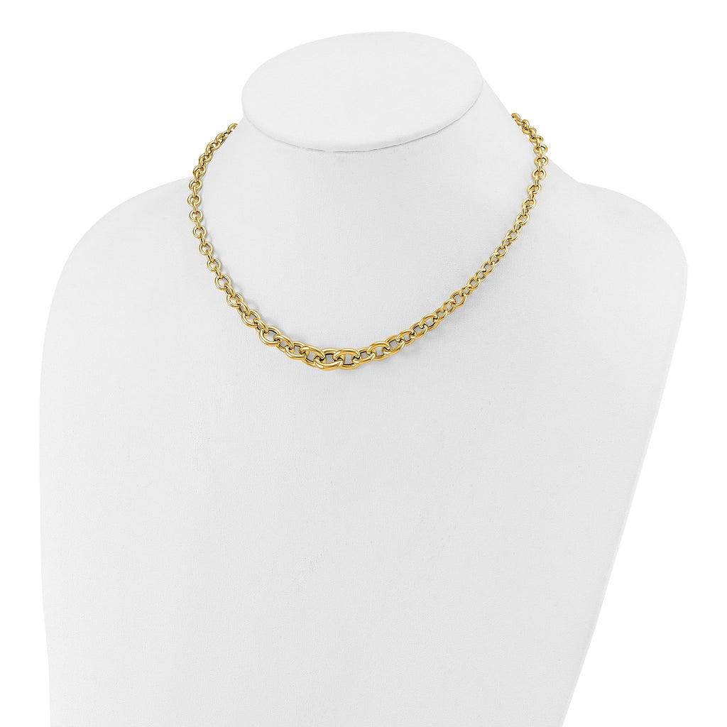 14K Polished Fancy Graduated Circle Link Necklace