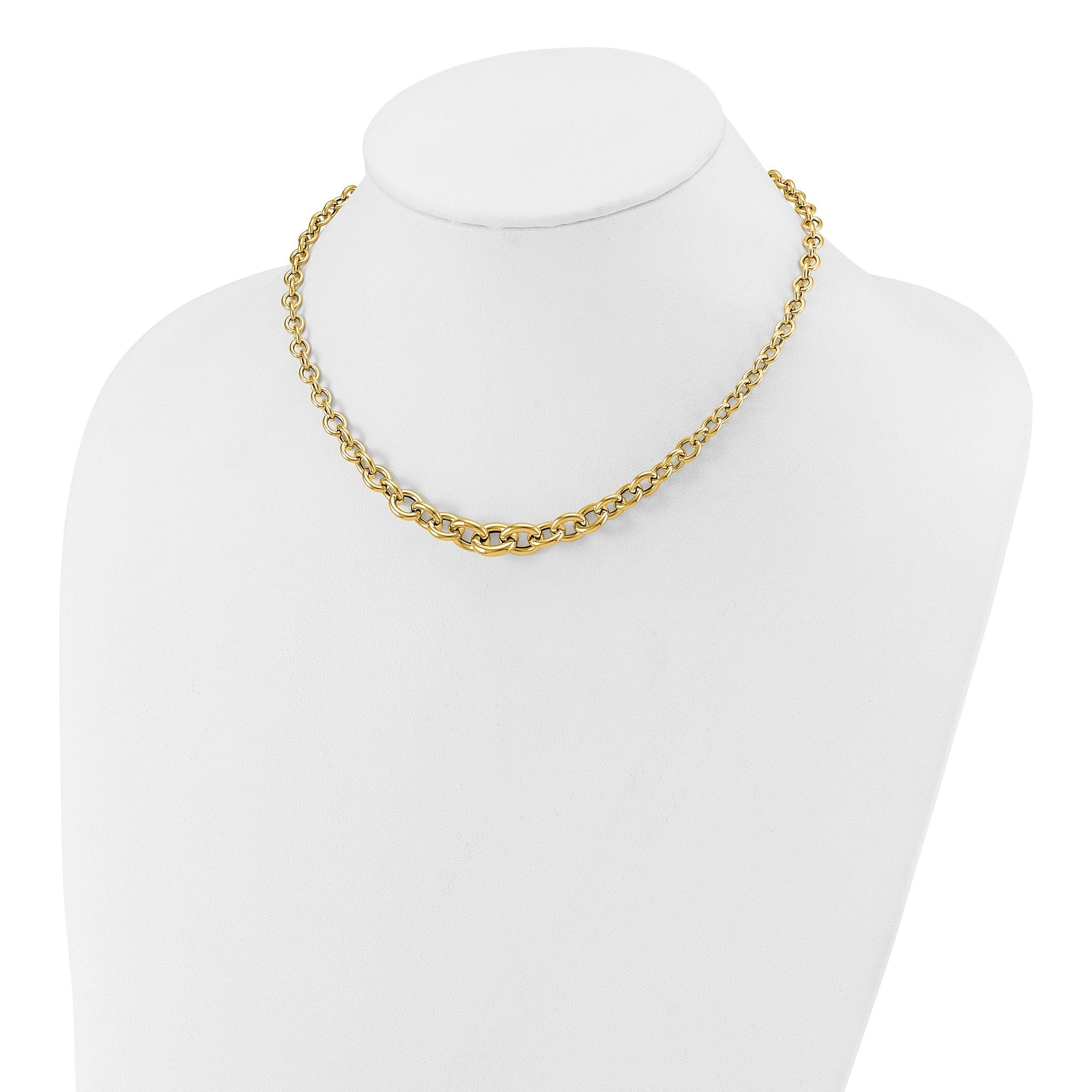 14K Polished Fancy Graduated Circle Link Necklace