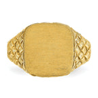 14k 14.8x14.8mm Men's Cushion Signet Ring