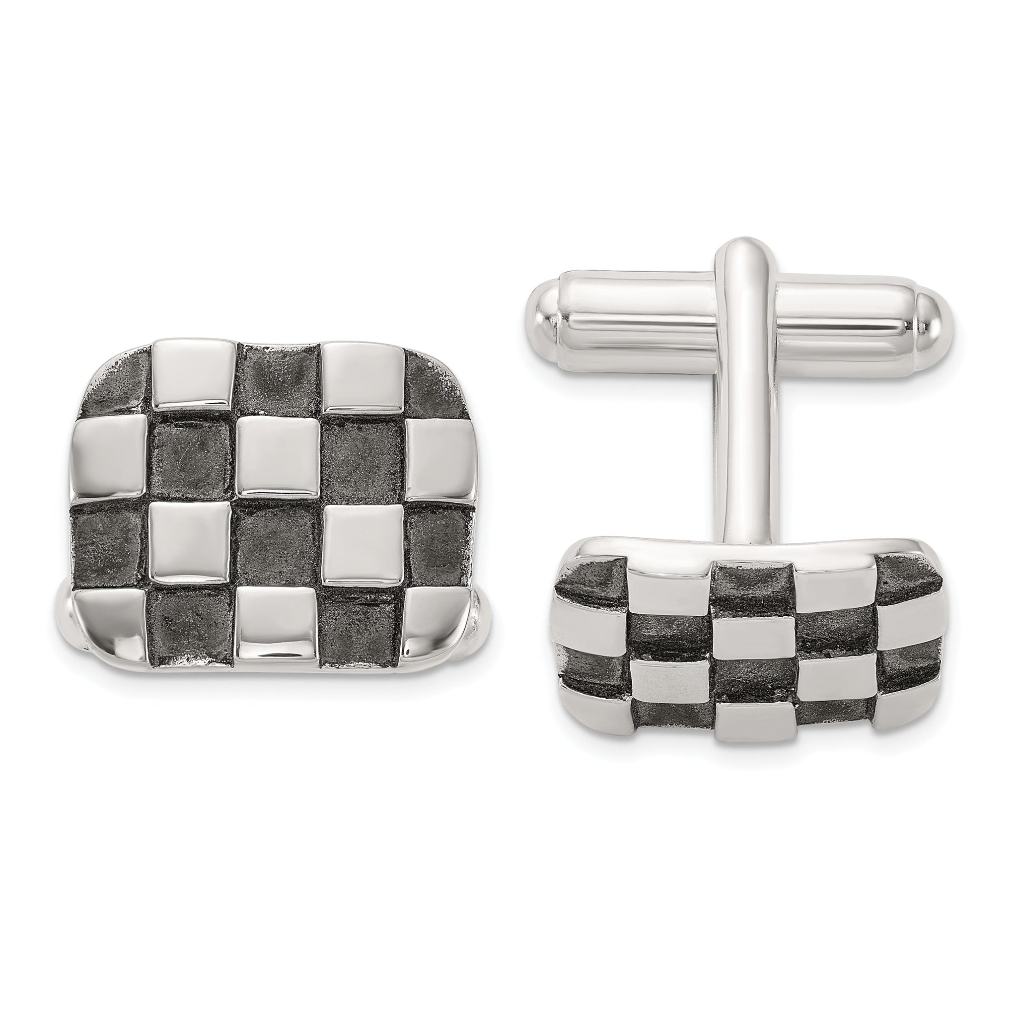 Sterling Silver Oxidized Checkerboard Cuff Links Main image