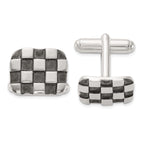 Sterling Silver Oxidized Checkerboard Cuff Links