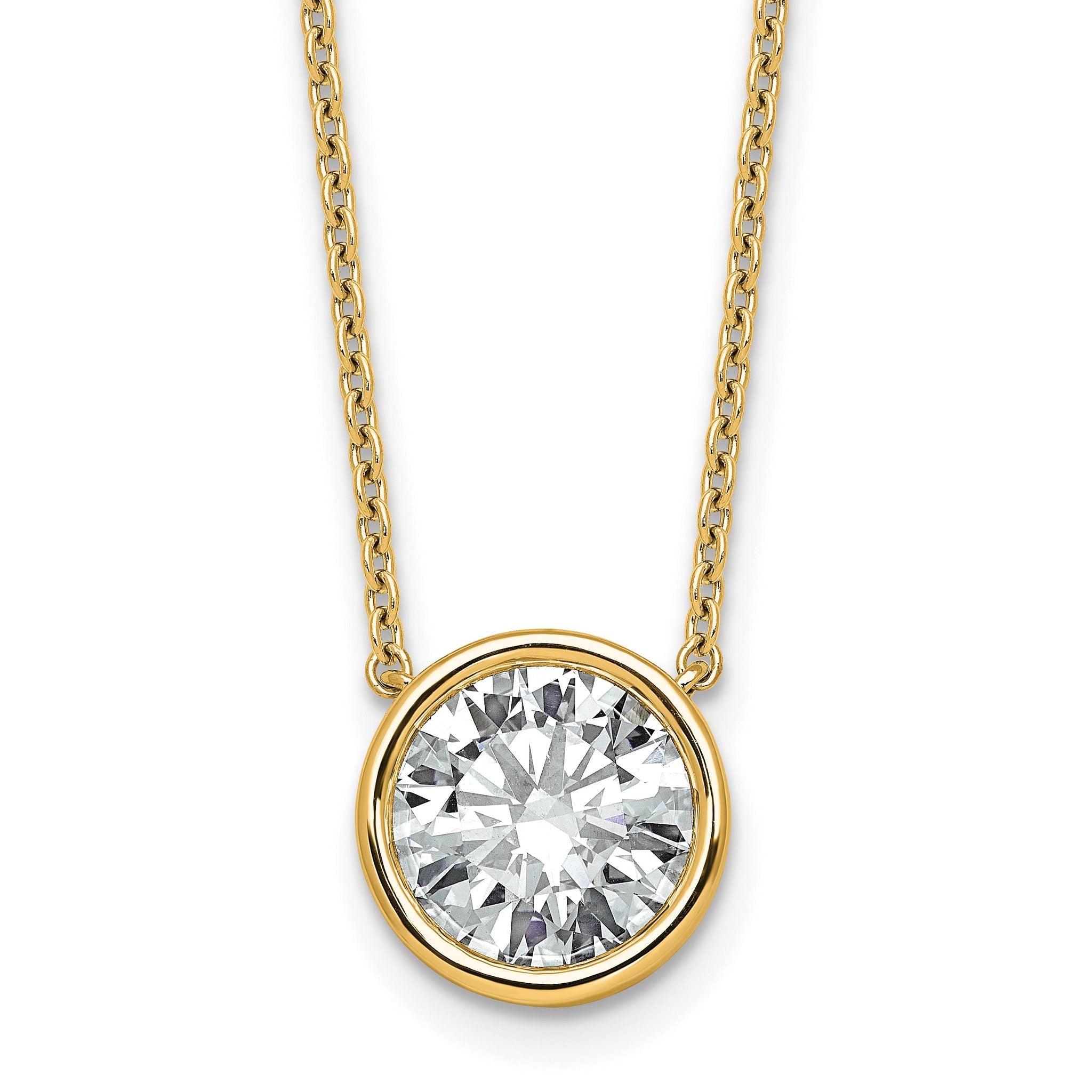 14k 3ct Certified Lab Grown Diamond VS+ F+ Bezel Set Pendant Main image