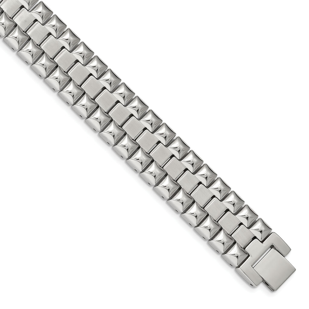 Stainless Steel Brushed and Polished Heavy Link Bracelet for Men