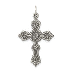 Sterling Silver 925 Antiqued Cross Pendant with Polished Finish Solid Design