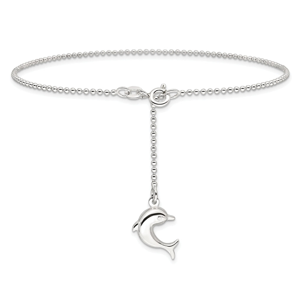 Dolphin Dangle Anklet in Sterling Silver