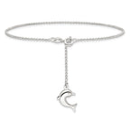 Dolphin Dangle Anklet in Sterling Silver
