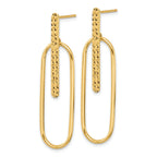 14K Polished and Diamond-cut Oval Dangle Post Earrings