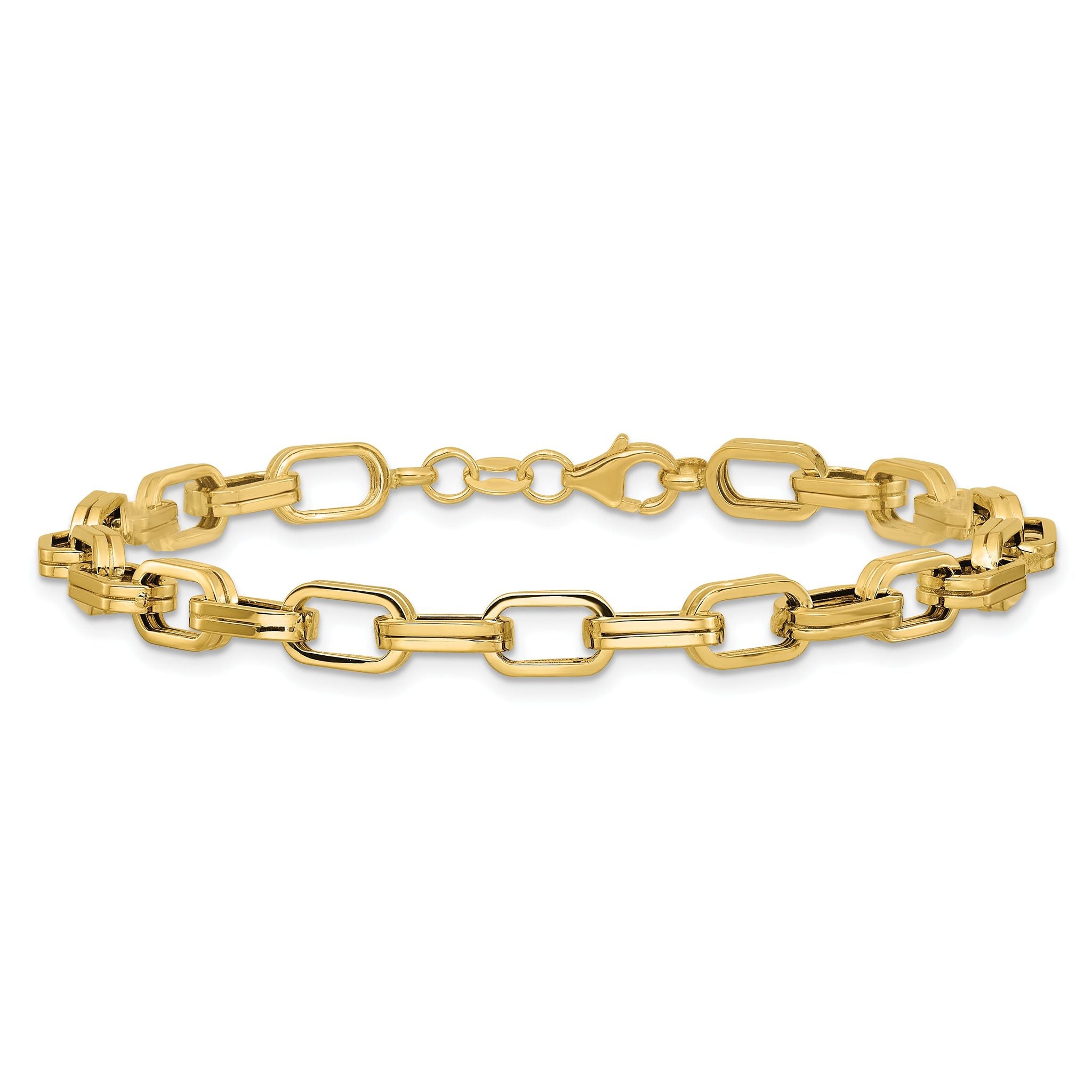 14K Polished 5.5mm Fancy Oval Link Bracelet