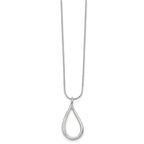 Sterling Silver Diamond Teardrop Necklace with Rhodium Finish and Extender