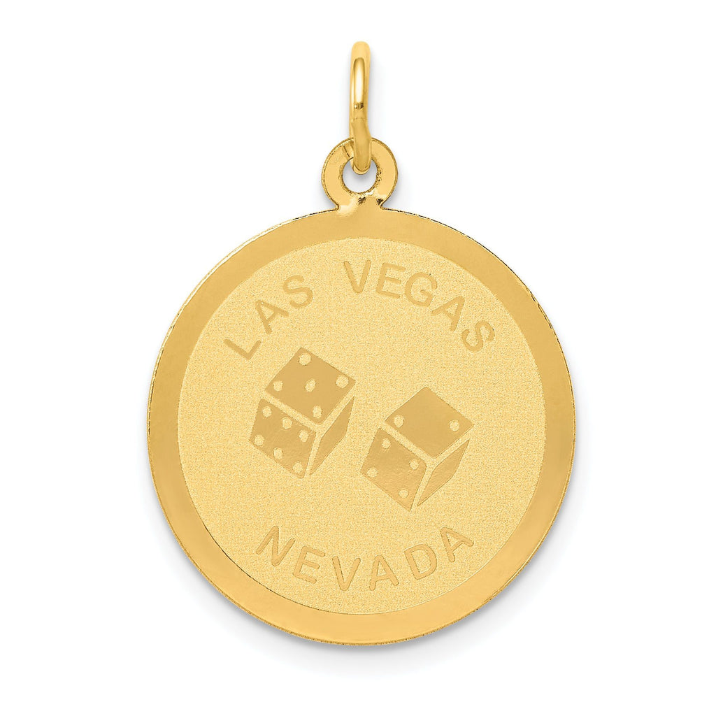 14K Gold Las Vegas Charm with Engravable Polished Finish