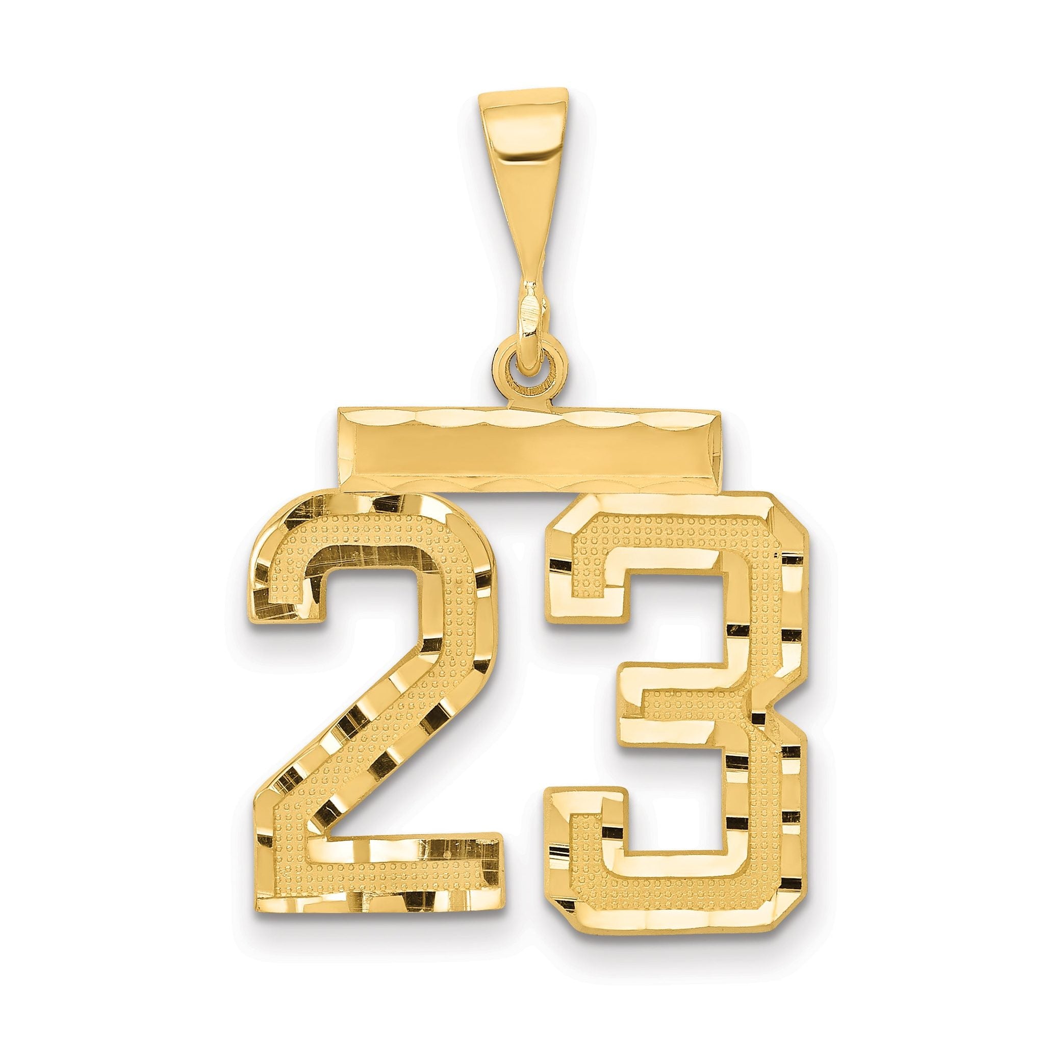 14K Gold Medium Diamond-Cut Number 23 Charm  Polished, Elegant Finish