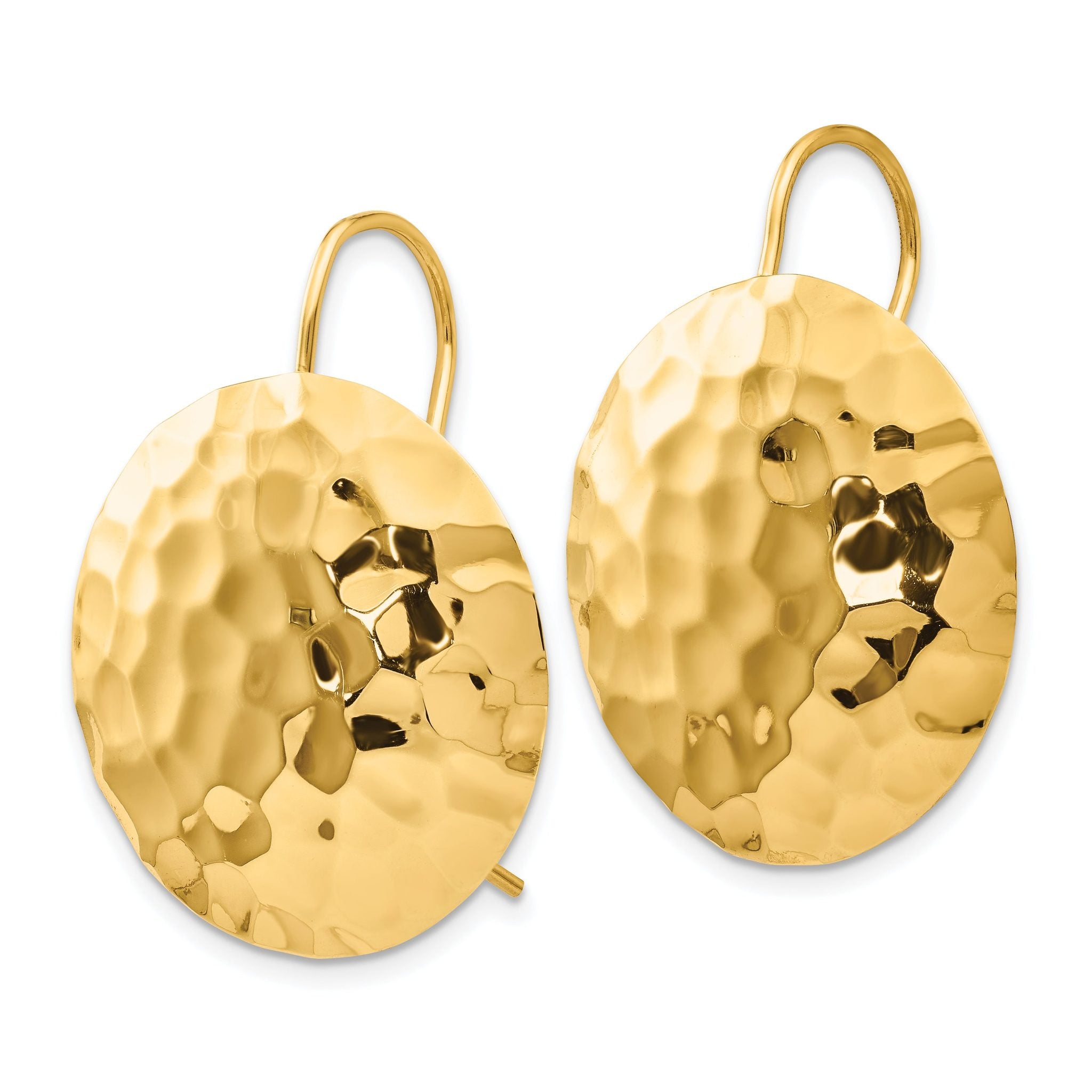 14k Hammered Circle Earrings Secondary image