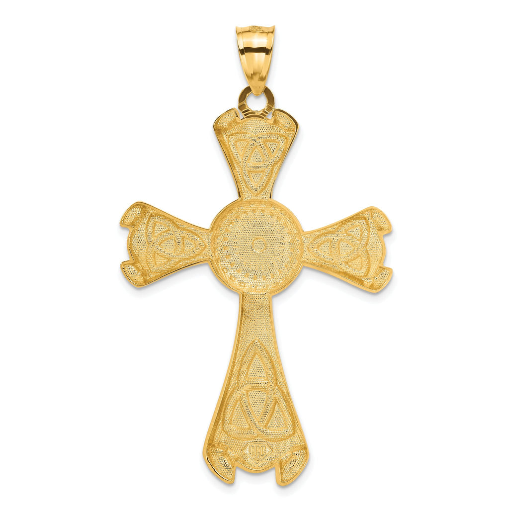 14K Gold Celtic Cross Pendant with Textured Solid Design