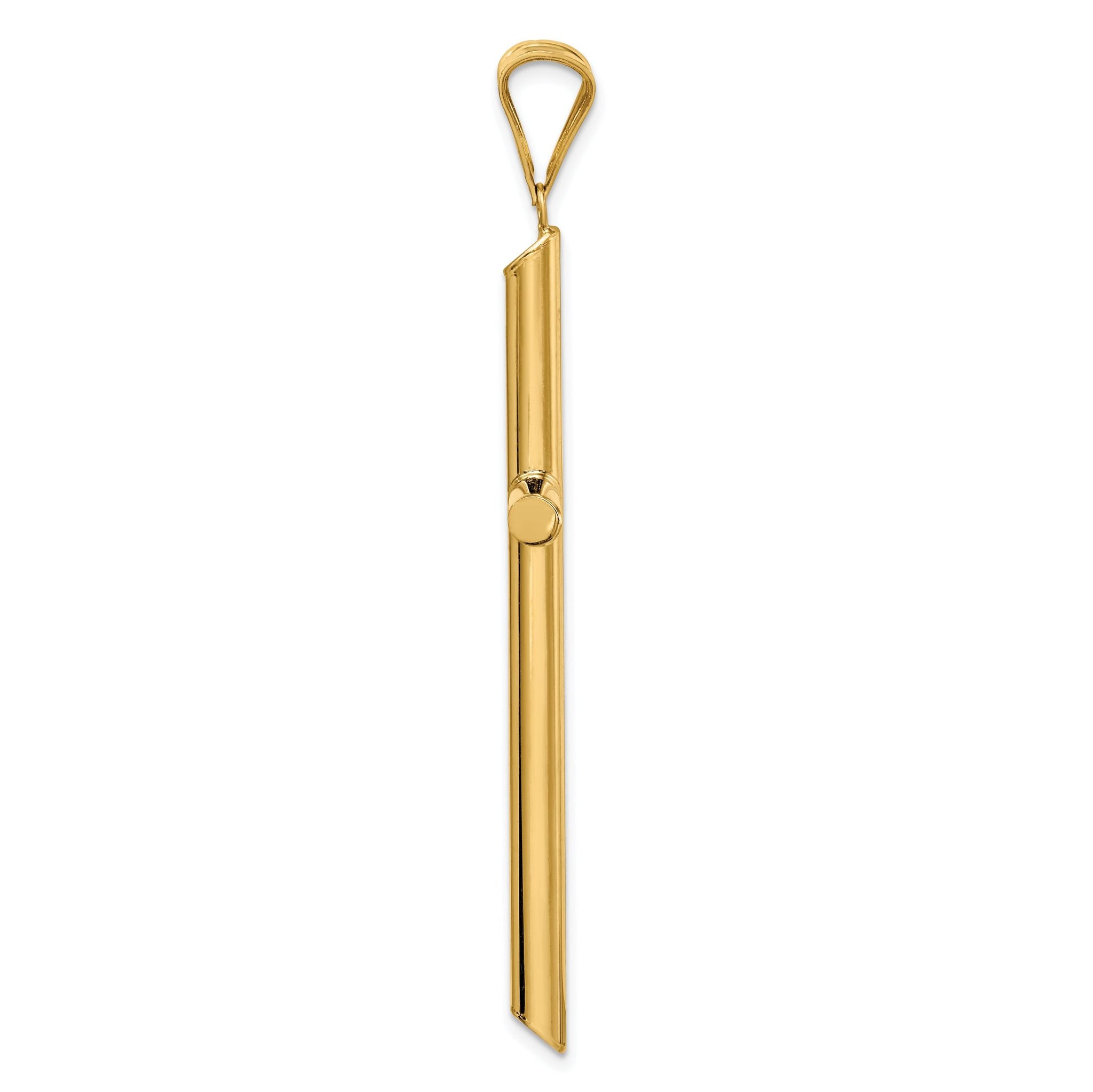 14K Gold Polished Tube Cross Pendant with 3D Design Elegant Finish Secondary image