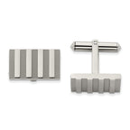 Brushed & Polished Stripe Cufflinks in Titanium