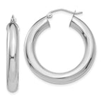 14k White Gold Polished 5mm Lightweight Hoop Earrings