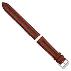 20mm Mahogany Brown Double Pad Oilskin Leather with Stainless Steel Buckle 7.5 inch Watch Band