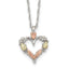 Sterling Silver 12K Gold Open Heart Necklace with Rhodium Finish