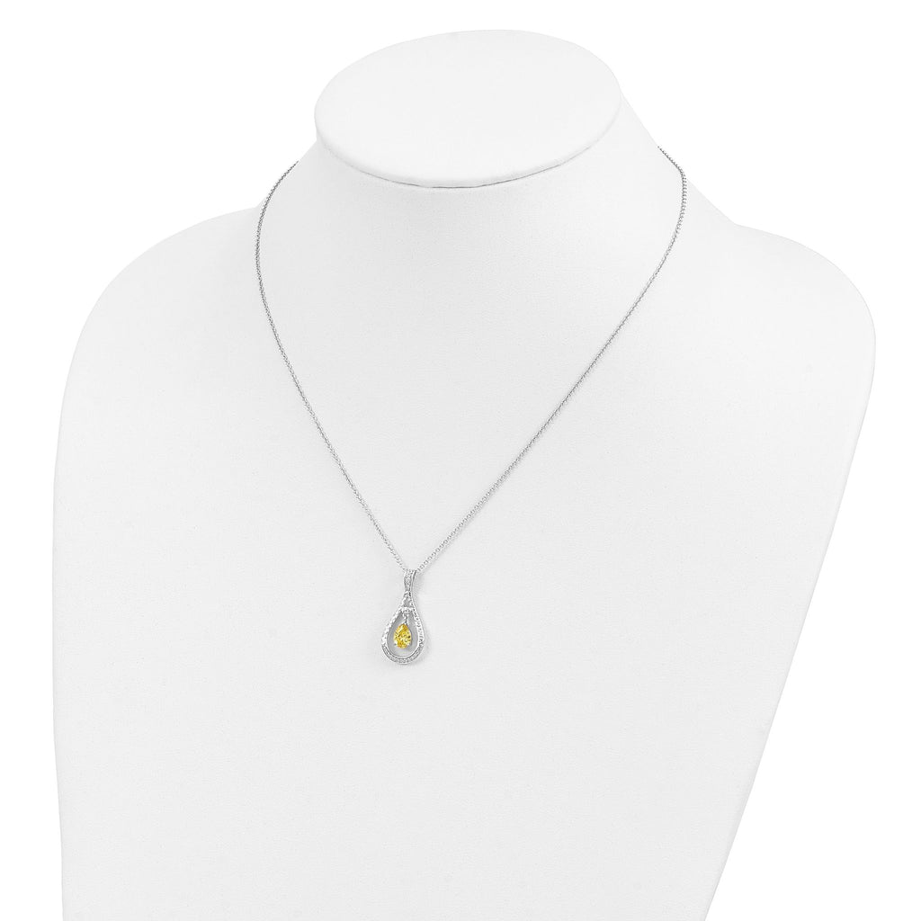 Sentimental Expressions Sterling Silver Rhodium-plated Nov. CZ Stone Never Forget Tear 18 Inch Birthstone Necklace