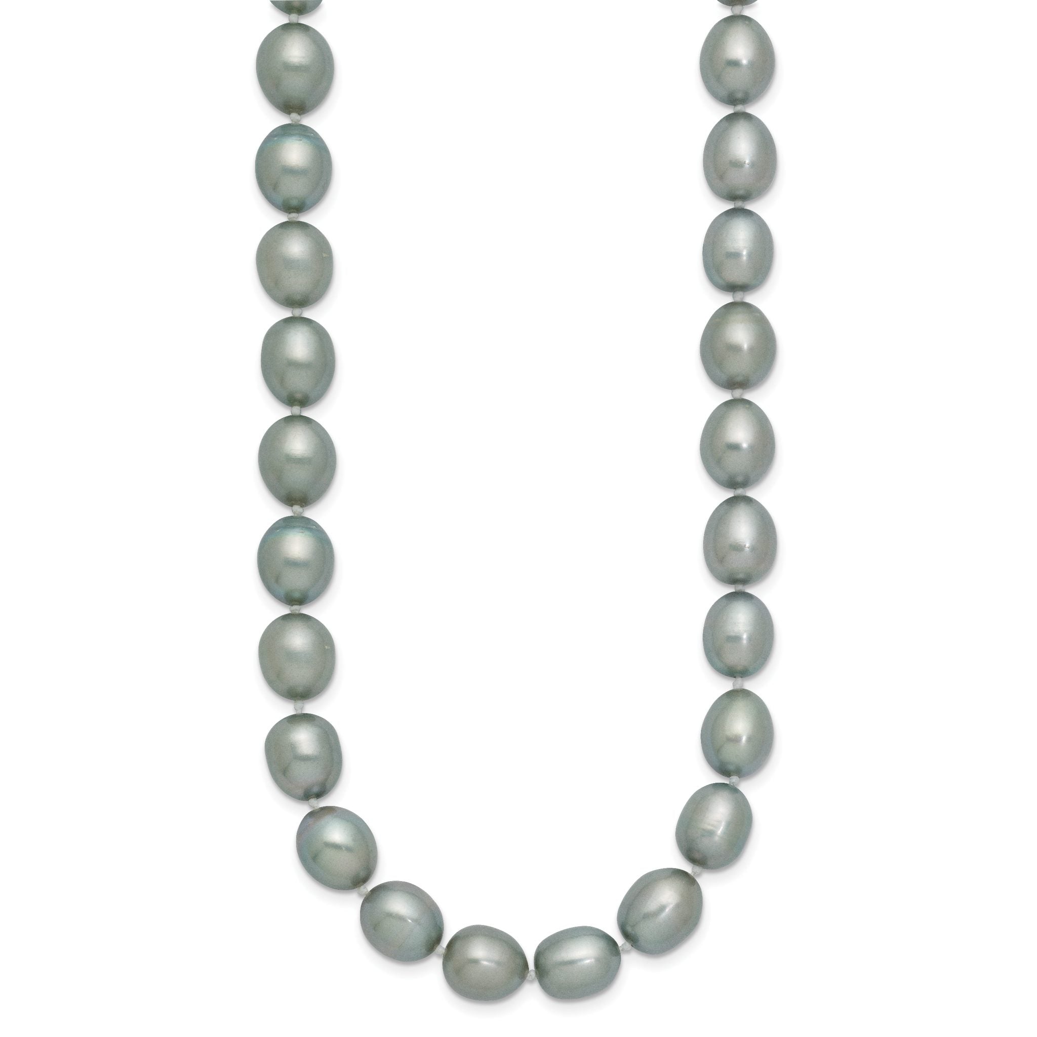 14k White Gold 8-9mm Grey Rice Freshwater Cultured Pearl 16 inch Necklace Secondary image