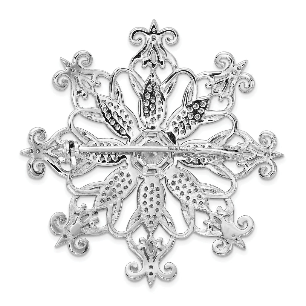 Cheryl M Sterling Silver Rhodium-plated Brilliant-cut & Marquise-cut CZ Snowflake Pin