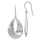 Sophia Jewelers Sterling Silver Textured Dangle Earrings with Polished Rhodium Finish