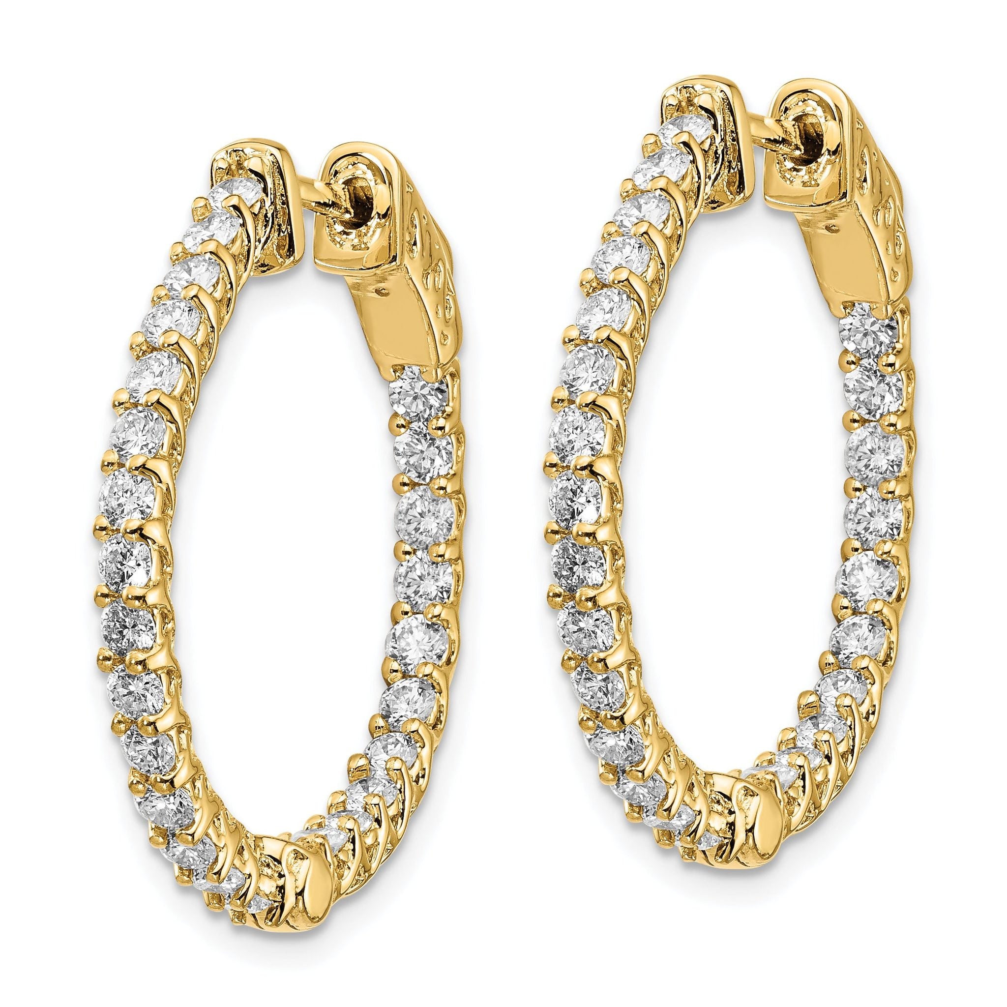 14k Diamond Round Hoop w/Safety Clasp Earrings Secondary image