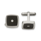 Polished Stainless Steel Enamel & CZ Cuff Links
