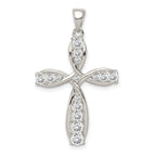 Sterling Silver CZ Cross Pendant with Rhodium Polish Elegant Design
